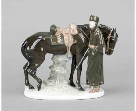 Auf Vorposten, Militärgruppe, Rosenthal, Selb-Bavaria, 1910-20er Jahre, Entwurf Fritz Diller im Jahr 1914, im Boden sign., Mo