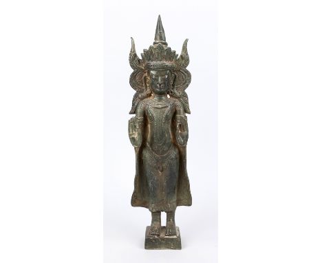 Stehender Buddha, Laos 19. Jh. (oder älter?), Bronze, H. 45 cm