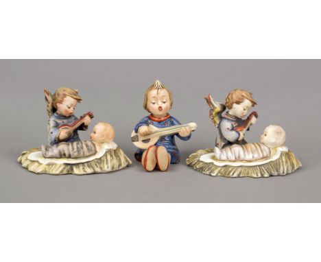 Drei Hummel Figuren, Goebel, Oeslau, Marken 1939-1950, 2 mal Wiegenlied, Modellnr. Hum 24/1, Entwurf Arthur Möller und Reingo
