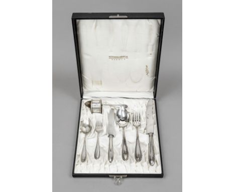 Achtteiliges Besteckset, Deutsch, 20. Jh., Silber 800/000, MZ: M. H. Wilkens &amp; Söhne, Bremen-Hemelingen, Silber 800/000, 