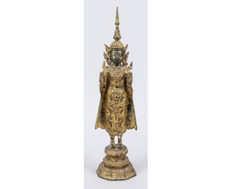 Buddha Ratanakosin, Thailand, wohl Ende 18. Jh., Bronze mit Goldlack, H. 39 cm