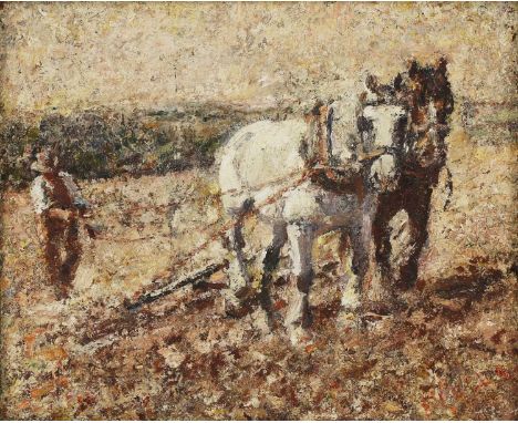 Harry Fidler (1856-1935)A farmer with a pair of heavy horsessigned 'Fidler' l.r., also signed verso, oil on canvas36 x 41cmCo