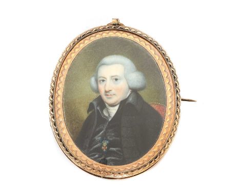 Attributed to Robert Wade, late 18th centuryPortrait of a nobleman in a black coat and black waistcoat, wearing a blue badge 