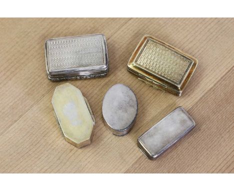 A small collection of silver boxes, comprising:a George IV silver-gilt vinaigrette,  by John Bettridge, Birmingham 1822,  wit