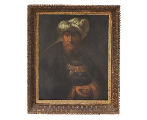 After Rembrandt van RijnPortrait of a man in oriental costumeoil on canvas74 x 62cmThe original painting is in the Devonshire
