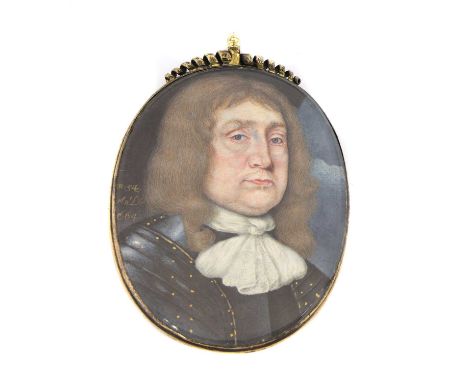 English School, 1664Portrait of a Cromwellian solider in armourinscribed 'Aet. 54/An Do/1664' c.l., oval7.3 x 5.8cm