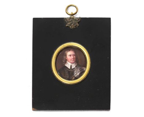 William Essex (1784-1869)Portrait of Oliver Cromwell in armourenamel, oval4 x 3.8cm