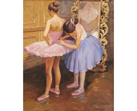 Anatoli Demenko (Ukrainian, b.1979)Ballerinassigned 'Demenko' l.r., inscribed indistinctly verso, oil on canvas61.5 x 50.5cmC