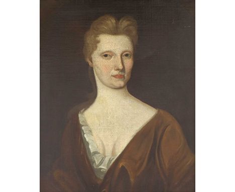 English School, early 18th centuryPortrait of a lady, bust length, in a brown dressoil on canvas64 x 48.5cmCondition report: 