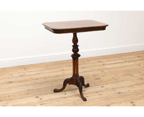 A rosewood tripod table in the manner of Gillows,early 19th century, the rectangular top raised on a cluster column support t