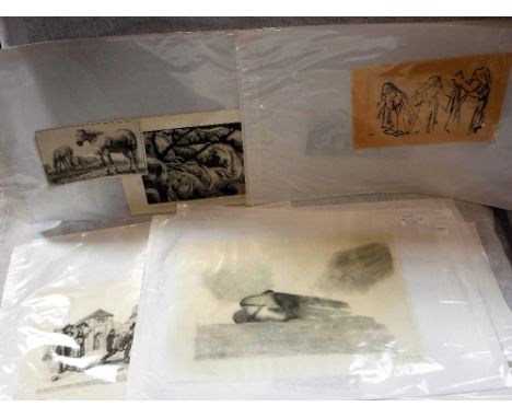 A FOLIO OF ENGRAVINGS AND ETCHINGS including John Constable, 'Summer Morning' (mezzotint by David Lucas) and others