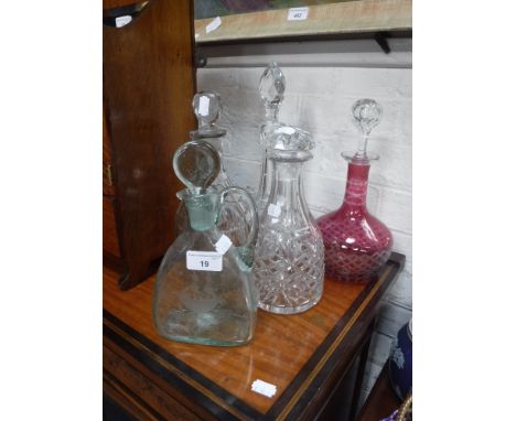 AN 18TH CENTURY CUT-GLASS DECANTER and similar decanters (5)