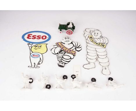 Three painted cast metal motor advertising signs – comprising two ‘Michelin’ and one ‘Esso’, the largest 16 x 32cms high; tog