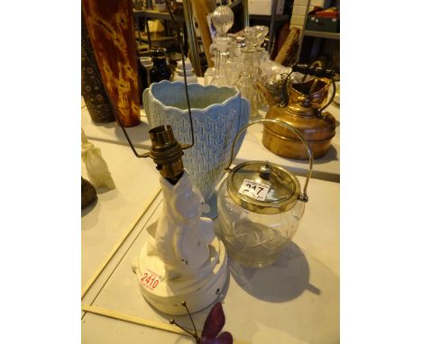 Bourne Denby fish lamp and a Sylvac vase