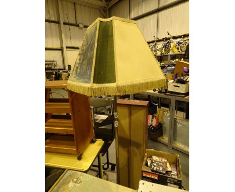 Brass and teak standard lamp