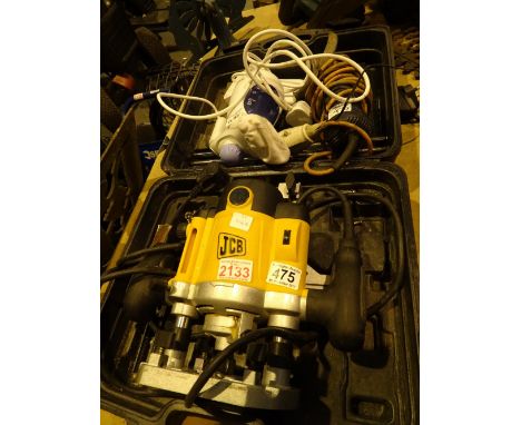 JCB router in case and a Bosch 110V angle grinder 