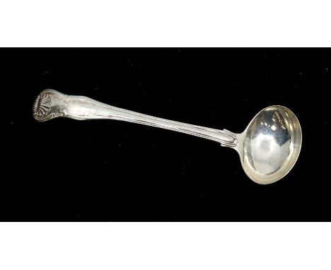 A George III silver sauce ladle, Edward Lees, London circa 1805, Hourglass pattern with engraved initials 'H.R.', 13cm, weigh