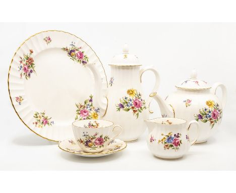 A Royal Worcester 'Roanoke' pattern tea and coffee service, comprising six teacups and saucers, six coffee cups and saucers, 