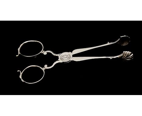 A pair of Georgian silver sugar nips, possibly Joseph Ash I, London circa 1810, with scroll and ring handles and scallop term