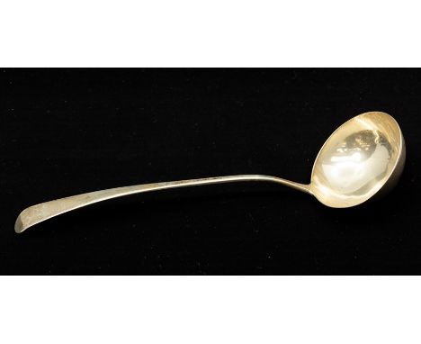 A William IV silver soup ladle, possibly William Smith III &amp; William Fearn, London 1832, the handle inscribed with a stag