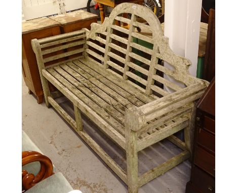 A Lutyens style hardwood garden bench, L167cm 