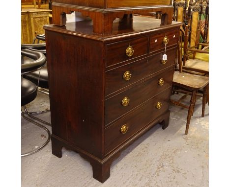 A Georgian mahogany chest of 2 short and 3 long drawers, on bracket feet, W182cm, H100cm, D52cm 