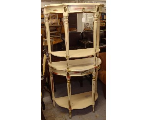 A pair of shabby chic console tables, with single drawer, W79cm, H76cm, D40cm 