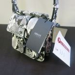 Versace Jeans, Ladies Snakeskin Effect Small Saddle Bag in Grey/Black/White. Original RRP £180.00