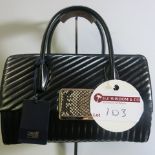Cavalli Class, Celebrity, Style CGC.004, Ladies Leather Bowling Bag in Gun Metal with Gold Detail.