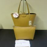 Patrizia Pepe, Ladies Borsa Tote Leather Handbag with Bag Insert in Clear Beige with Gold Detail.