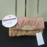 Patrizia Pepe, Ladies Borsa Handbag in Satin Rose with Chain Carry Strap & Detail. Original RRP £