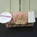 Patrizia Pepe, Ladies Borsa Handbag in Satin Rose with Chain Carry Strap & Detail. Original RRP £