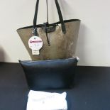 Patrizia Pepe, Ladies Borsa Tote Leather Handbag with Bag Insert in Gold/Beige Python with Gold