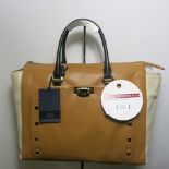 Cavalli Class, Jet Set, Style CER 003, Ladies Leather Handbag in Brown & Cream Leather with Black
