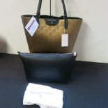 Patrizia Pepe, Ladies Borsa Tote Leather Handbag with Bag Insert in Rust Twist with Gold Detail.