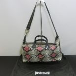 Just Cavalli, Model S07WD0023, Ladies Leather Handbag in Snakeskin Pattern with Carry Handles & Over