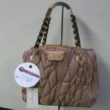 Patrizia Pepe, Ladies Borsa Handbag in Satin Powder with Gold Detail. Original RRP £365.00