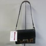 Cavalli Class, Olympia Heritage, Style COP.001, Ladies Leather Small Shoulder Bag in Black/Leopard