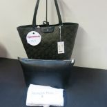 Patrizia Pepe, Ladies Borsa Tote Leather Handbag with Bag Insert in Black Twist with Gold Detail.