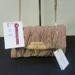 Patrizia Pepe, Ladies Borsa Handbag in Satin Powder with Chain Carry Strap & Detail. Original RRP £