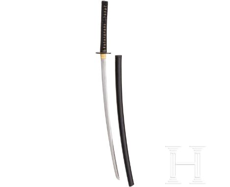 Katana, Japan, späte Edo-Periode  Klinge Shinogi Tsukuri, Torii Zori, feiner Itame Hada, Yahatsu Midare Hamon. Messing-Habaki