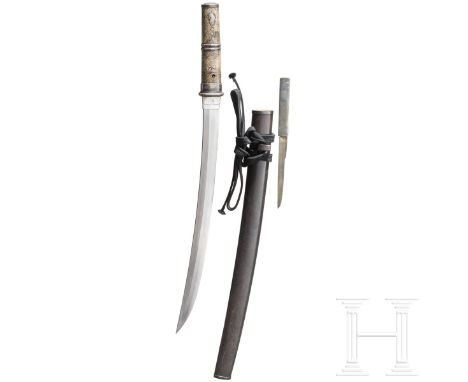 Wakizashi, Japan, Kamakura-Periode  Klinge Uno Kubi Tsukuri, tiefer Torii Zori, Itame und Masame Hada, Gunome Midare Hamon mi