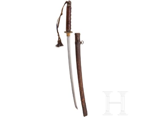 Shin Gunto für Offiziere des Heeres, Japan, um 1940  Traditionell gefertigte Klinge Shinogi Tsukuri, Midare Hamon mit Togari,