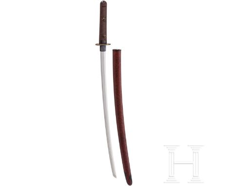 Knabenkatana, Japan, 18. Jhdt.  Klinge Shinogi Tsukuri mit flachem Tori Zori, feiner Ko Itame Hada, zur Kissaki breiter werde