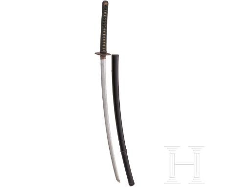 Katana in Han-Dachi-Montierung, Edo-Periode  Klinge Shinshinto Shinogi Tsukuri, leichtes Torii Zori, etwas fleckig und mit Ko