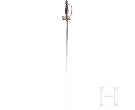Silbermontierter Galanteriedegen, Frankreich, um 1750  Schlanke, dreikantige Stichklinge mit Herstellerbezeichnung "Le Peton 