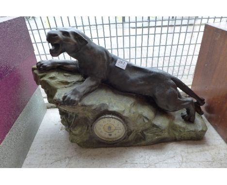 A French panther mantel clock