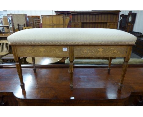 An Edward VII inlaid rosewood duet stool