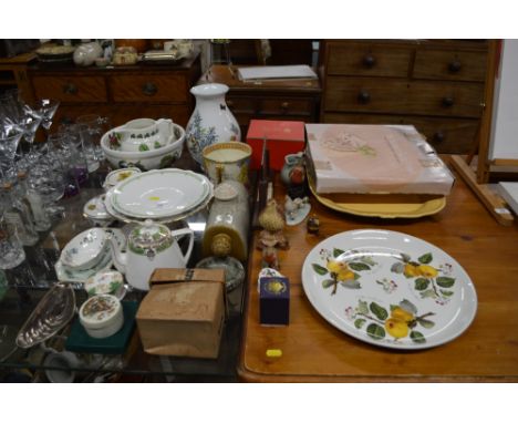 A Portmeirion Pomona bowl and jug together with Royal Worcester vase and various other decorative china and ornaments 