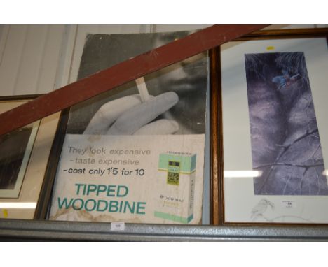 A print on card advertising sign for Woodbine Cigarettes 
